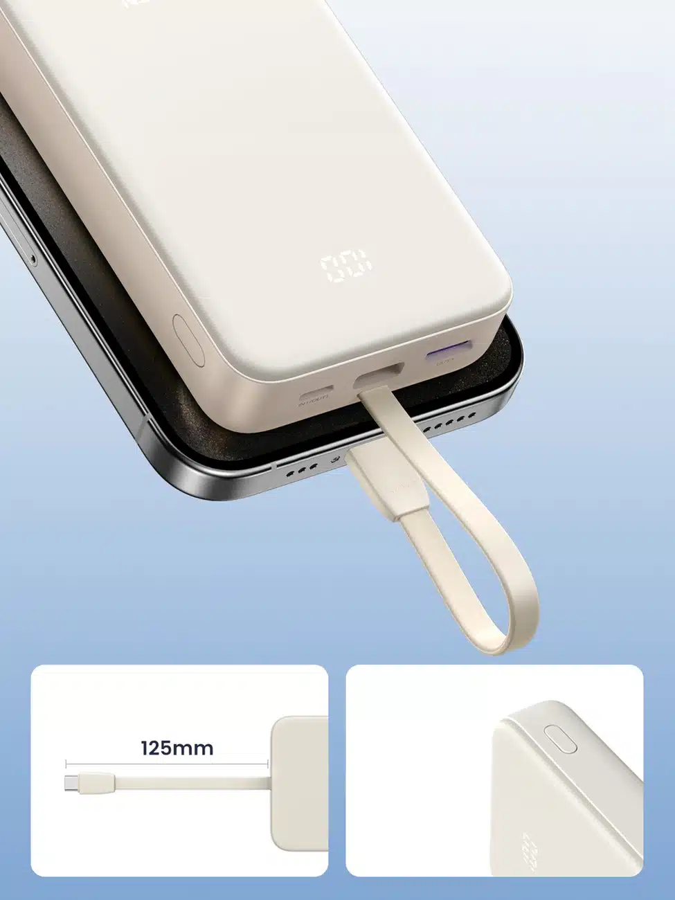 Ugreen PB505 Powerbank 20000mAh 22.5W USB-C USB-A με ενσωματωμένο καλώδιο USB-C - Λευκό - Image 11