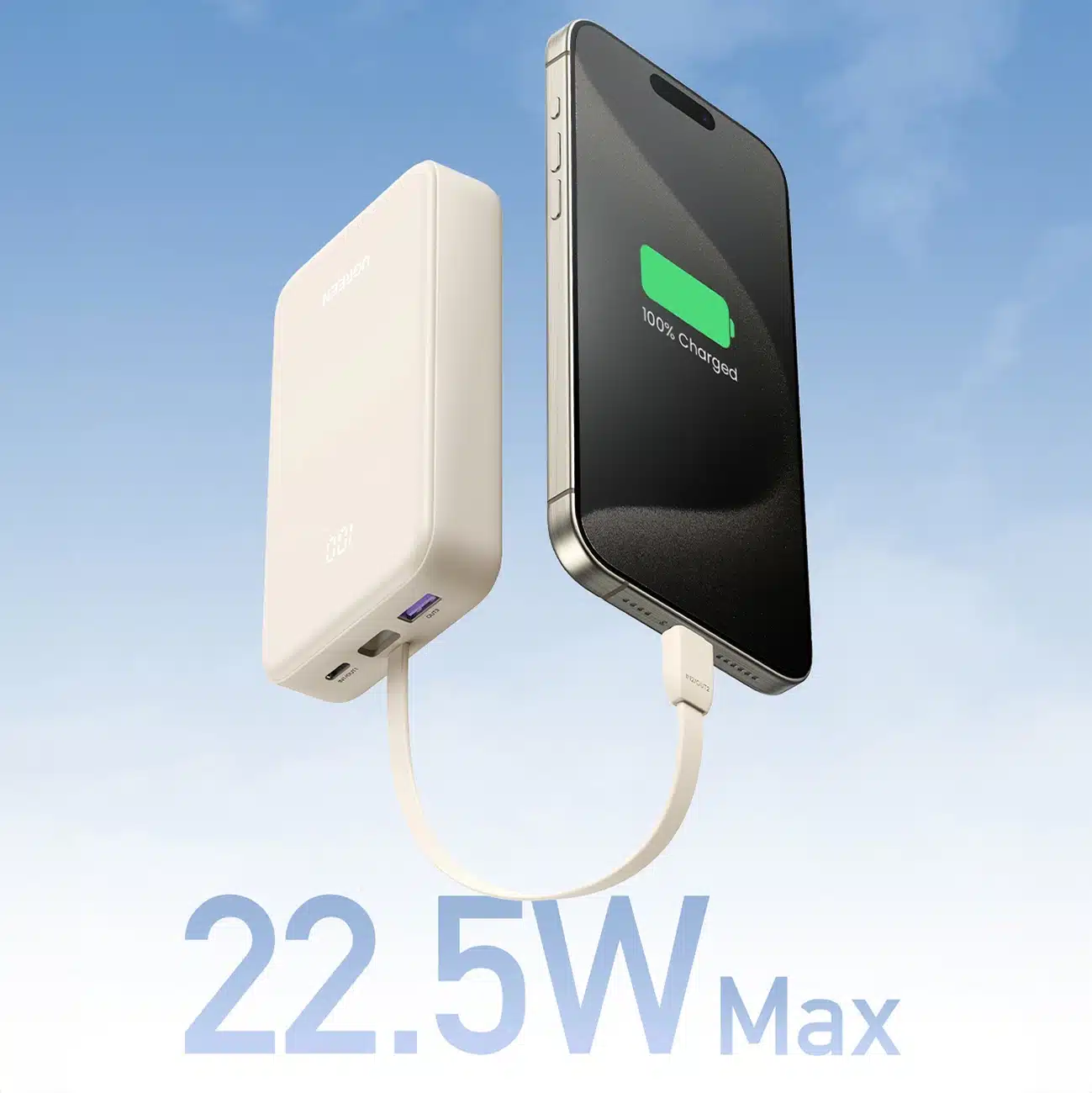 Ugreen PB505 Powerbank 20000mAh 22.5W USB-C USB-A με ενσωματωμένο καλώδιο USB-C - Λευκό - Image 8