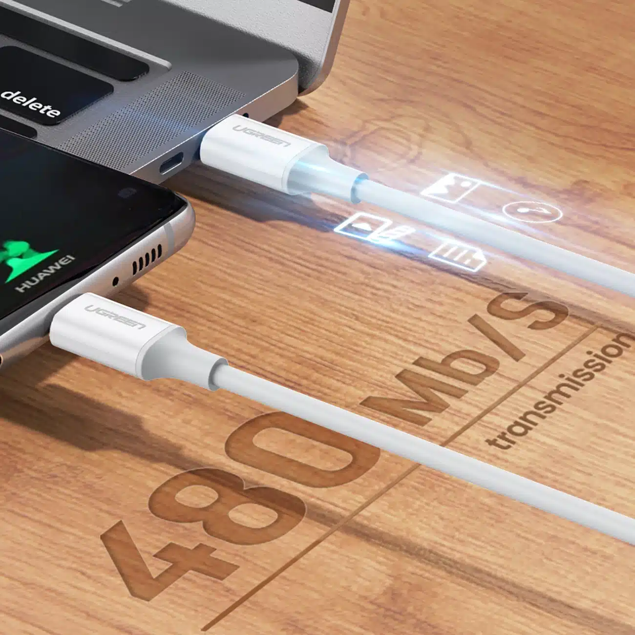 Ugreen US264 60518 καλώδιο USB-C / USB-C PD QC AFC 1m - λευκό - Image 5