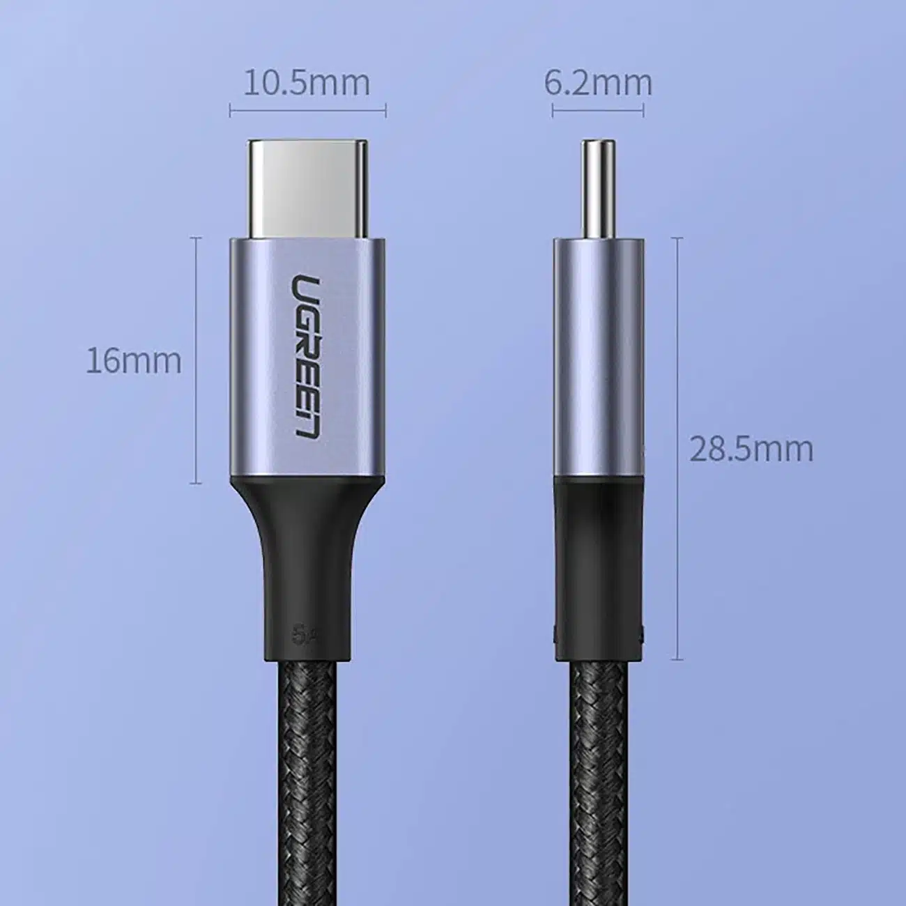 Ugreen US316 70428 USB-C - USB-C PD QC FCP καλώδιο 100W 5A 480Mb/s 1.5m - γκρι - Image 13
