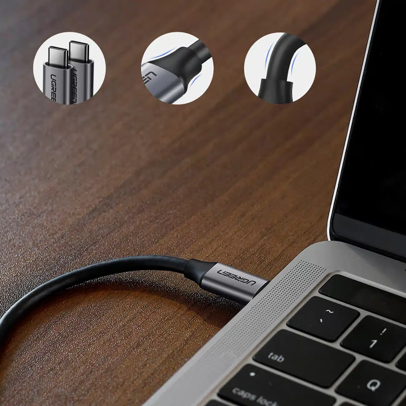 Ugreen US161 50751 καλώδιο USB-C 3.1 / USB-C 3.1 1.5m - γκρι - Image 7