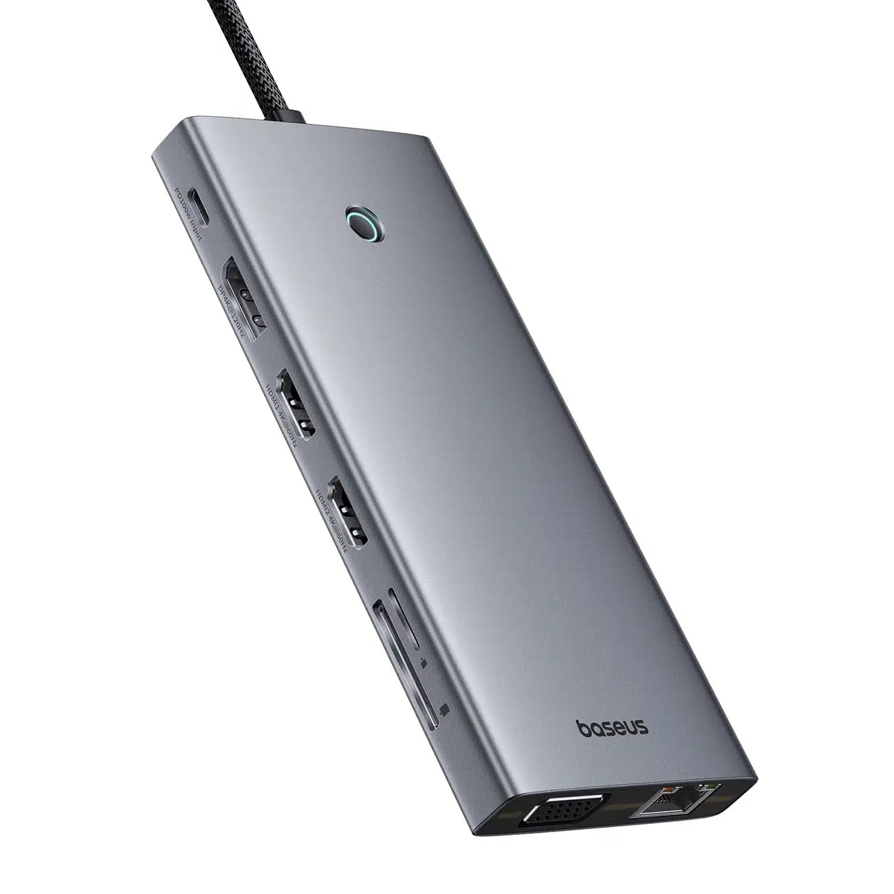 HUB Baseus PortalJoy Series 13in1 USB-C - 2x HDMI / DP / VGA / USB-A 3.1 / USB-C 3.1 / USB-A 2.0 / PD / RJ45 / SD / TF / AUX - γκρι - Image 3