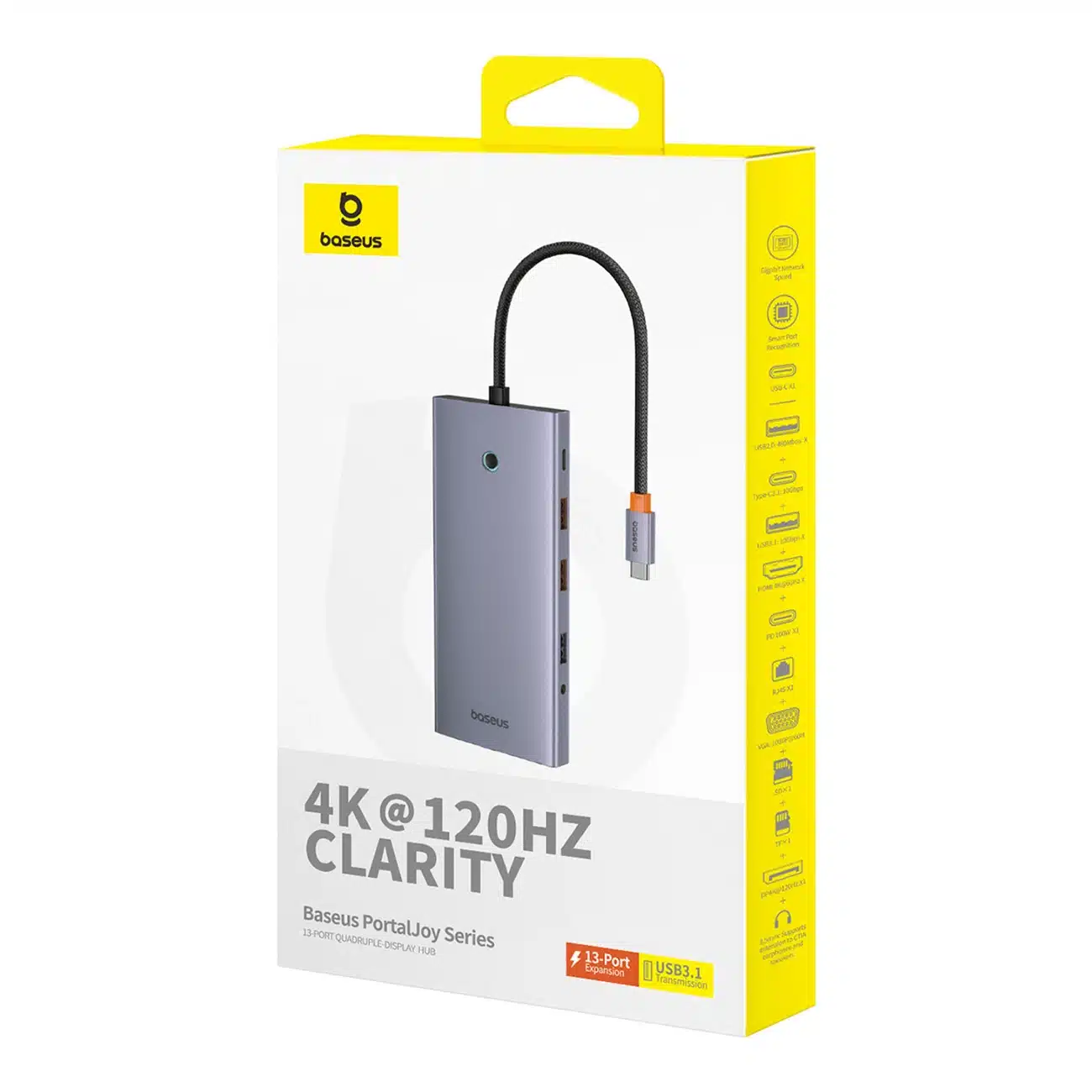 HUB Baseus PortalJoy Series 13in1 USB-C - 2x HDMI / DP / VGA / USB-A 3.1 / USB-C 3.1 / USB-A 2.0 / PD / RJ45 / SD / TF / AUX - γκρι - Image 5
