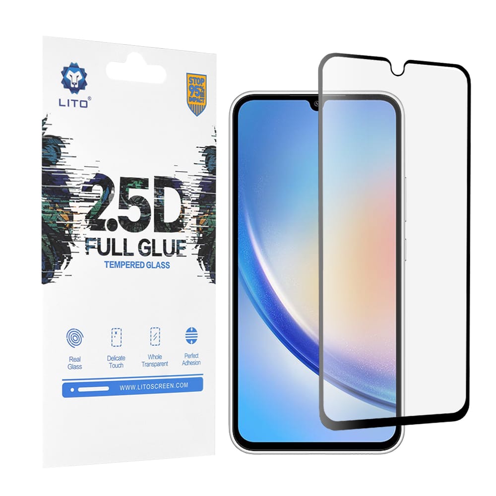 Lito - Γυαλί 2.5D FullGlue - Samsung Galaxy A34 5G - Μαύρο - Image 2