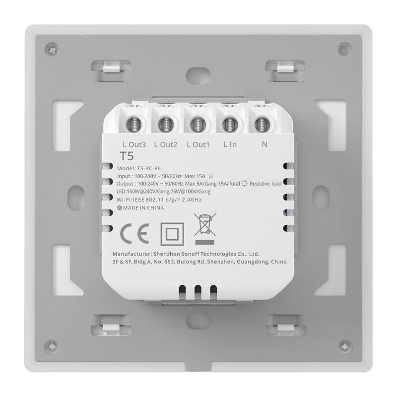 Έξυπνος Διακόπτης Τοίχου με Αφή Wi-Fi Sonoff TX T5 3C (3-κανάλια) - Image 6