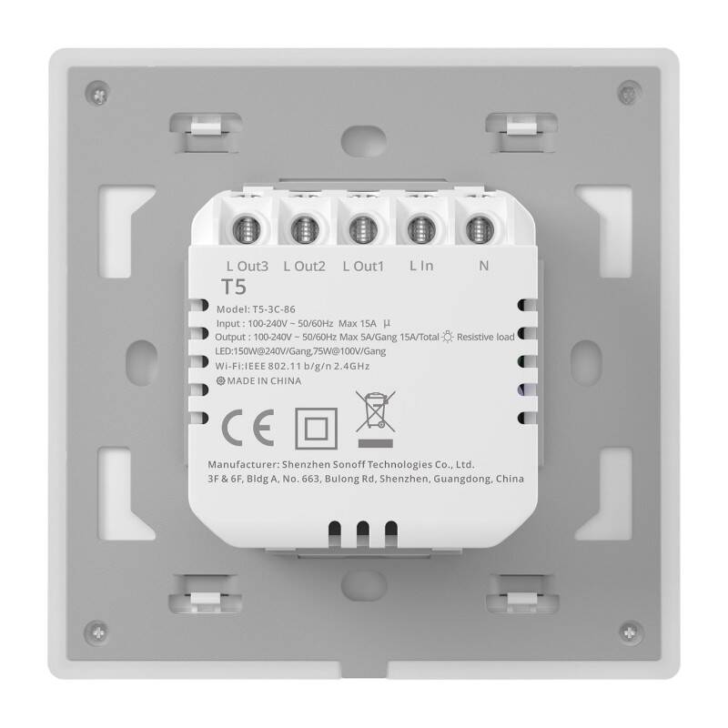 Έξυπνος Διακόπτης Τοίχου με Αφή Wi-Fi Sonoff TX T5 4C (4-κανάλια) - Image 3