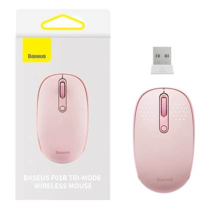 Baseus - Ασύρματο Ποντίκι Tri-Mode F01B (B01055503413-00) - Bluetooth 5.0, 2.4G, 1600 DPI - Baby Pink