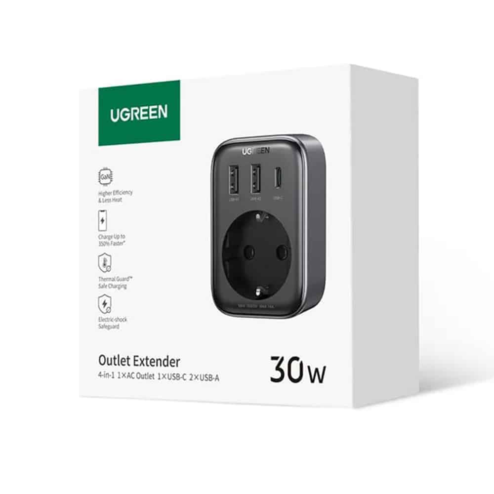 Ugreen - Φορτιστής τοίχου (15289) - Ευρωπαϊκή Πρίζα, 2x USB, Type-C σε US, Γρήγορη Φόρτιση, 30W - Μαύρο - Image 8