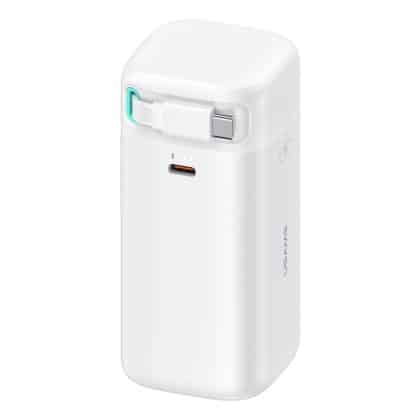 Usams - Power Bank 18000 mAh  XMF Series (US-CD216) - GaN Γρήγορη Φόρτιση USB-C PD45W με Αναδιπλούμενο Καλώδιο Type-C, 80cm - Λευκό