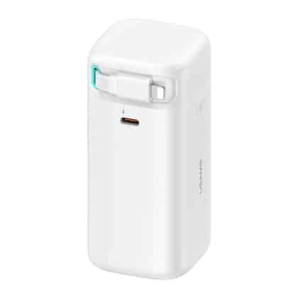 Usams - Powerbank XMF Series (US-CD217) - GaN Γρήγορη Φόρτιση USB-C PD45W με Αναδιπλούμενο Καλώδιο Lightning, 80cm - Λευκό