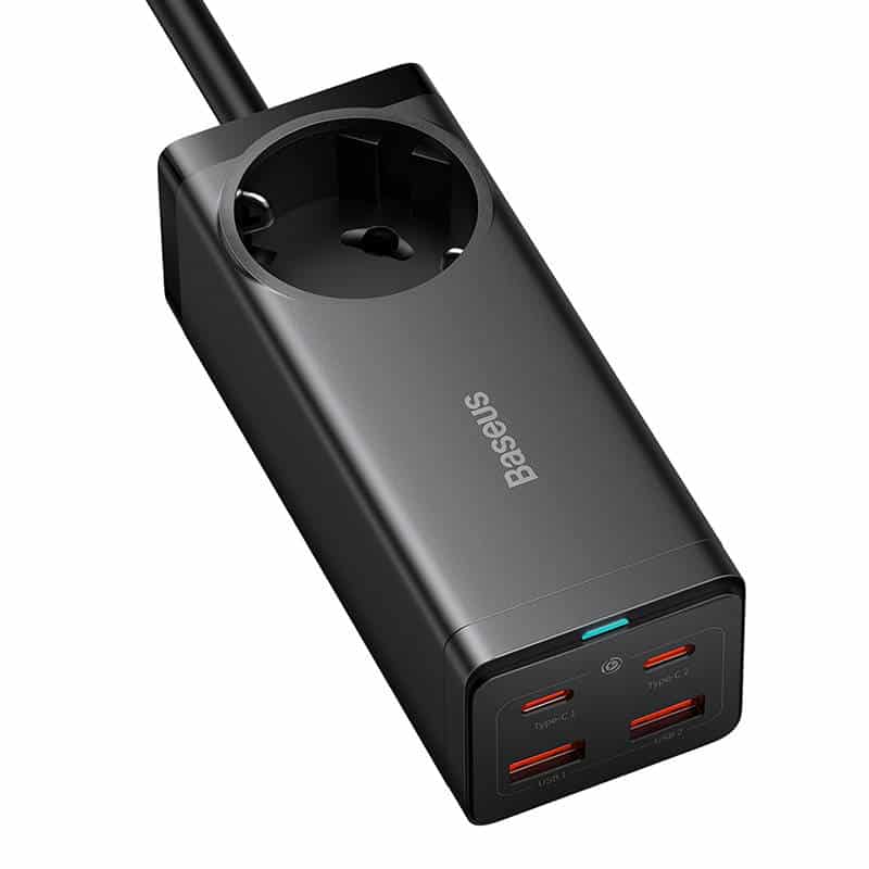 Baseus - Φορτιστής Τοίχου/Πολύπριζο (PSZM000401) - GaN3 Pro, 2xUSB, 2xUSB-C, AC, 100W - Μαύρο - Image 2