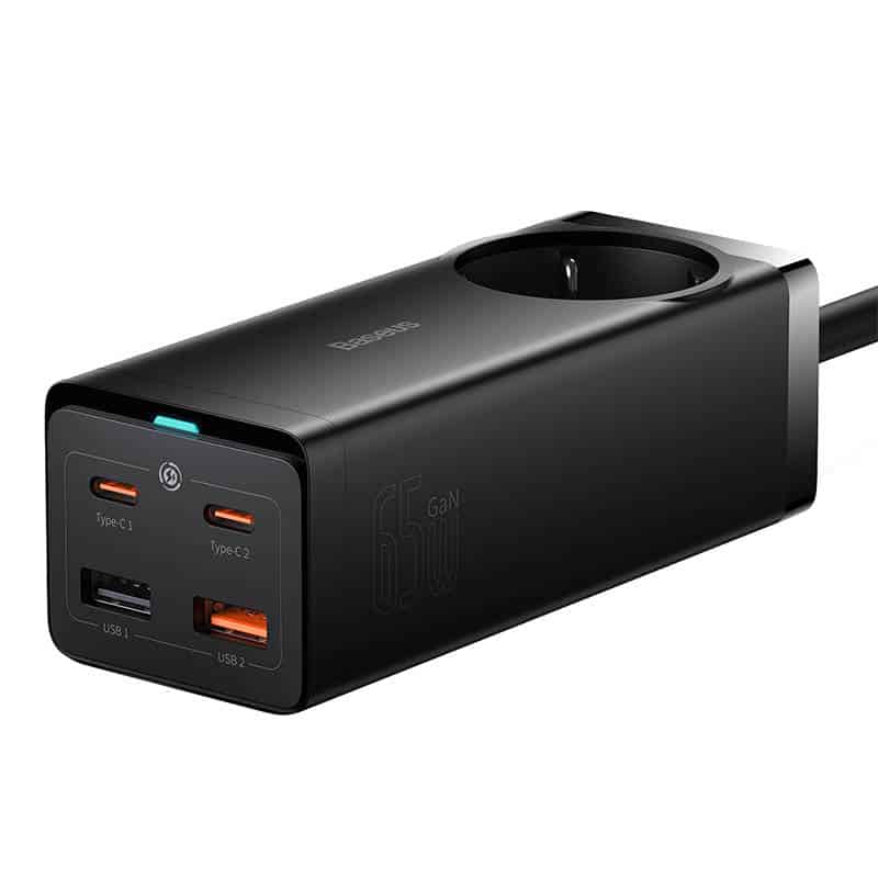 Baseus - Προέκταση Καλωδίου (PSZM000901) - Powerstrip GaN3 Pro 2xUSB + 2xUSB-C + AC, 65W - Μαύρο - Image 2