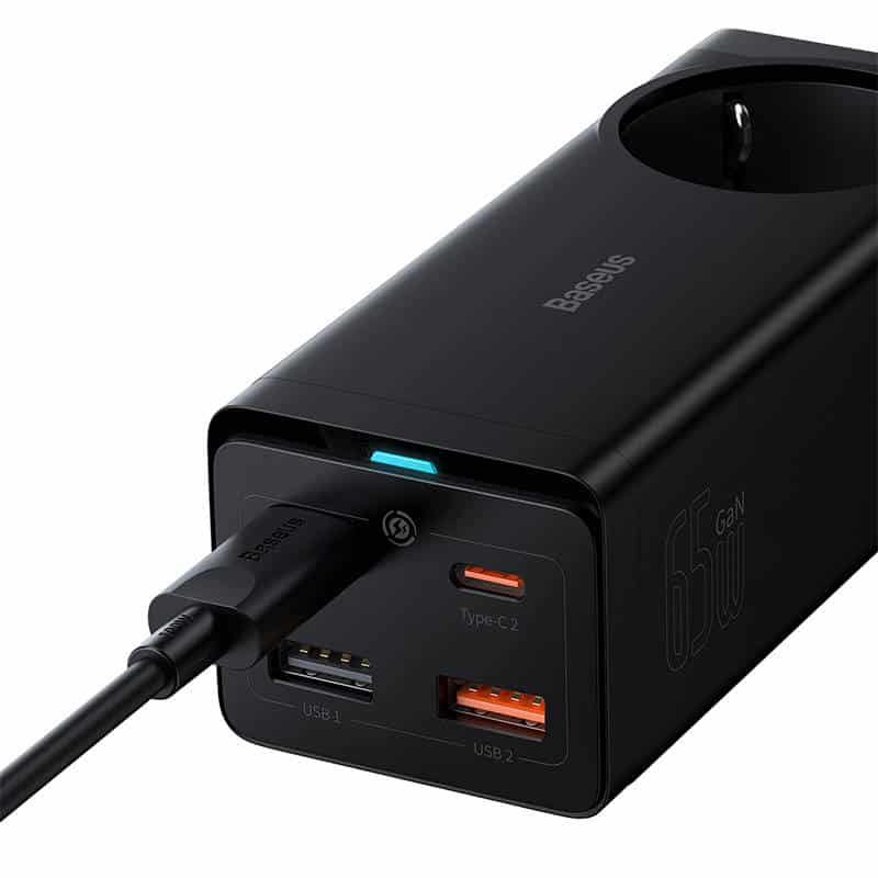 Baseus - Προέκταση Καλωδίου (PSZM000901) - Powerstrip GaN3 Pro 2xUSB + 2xUSB-C + AC, 65W - Μαύρο - Image 6
