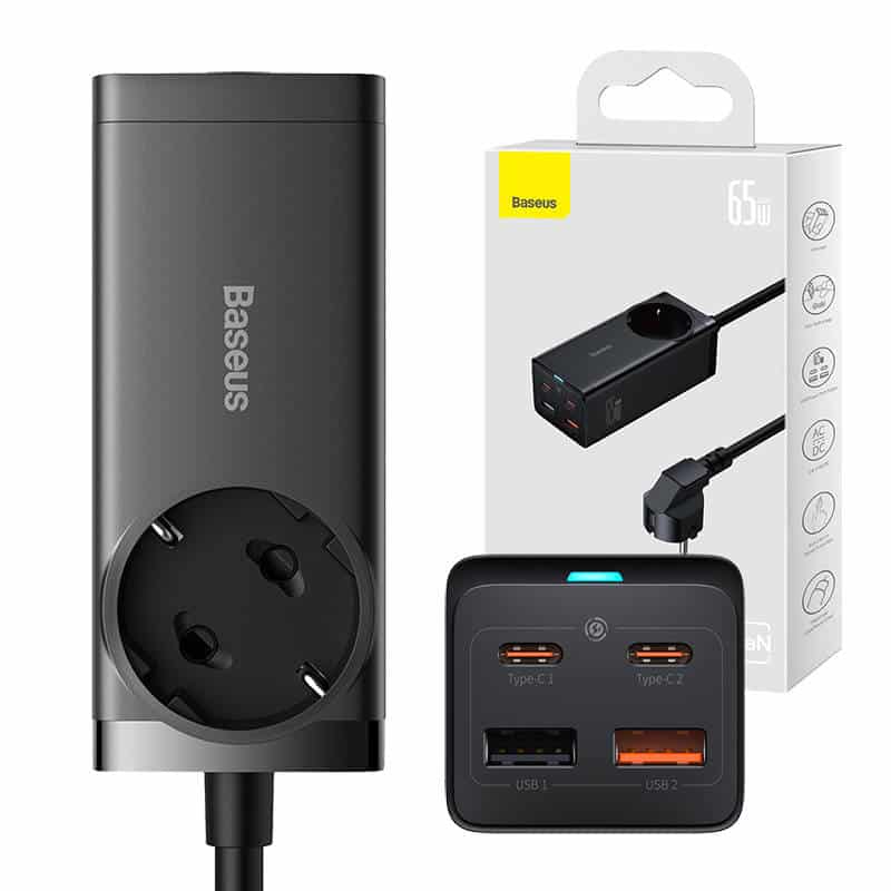Baseus - Προέκταση Καλωδίου (PSZM000901) - Powerstrip GaN3 Pro 2xUSB + 2xUSB-C + AC, 65W - Μαύρο - Image 5