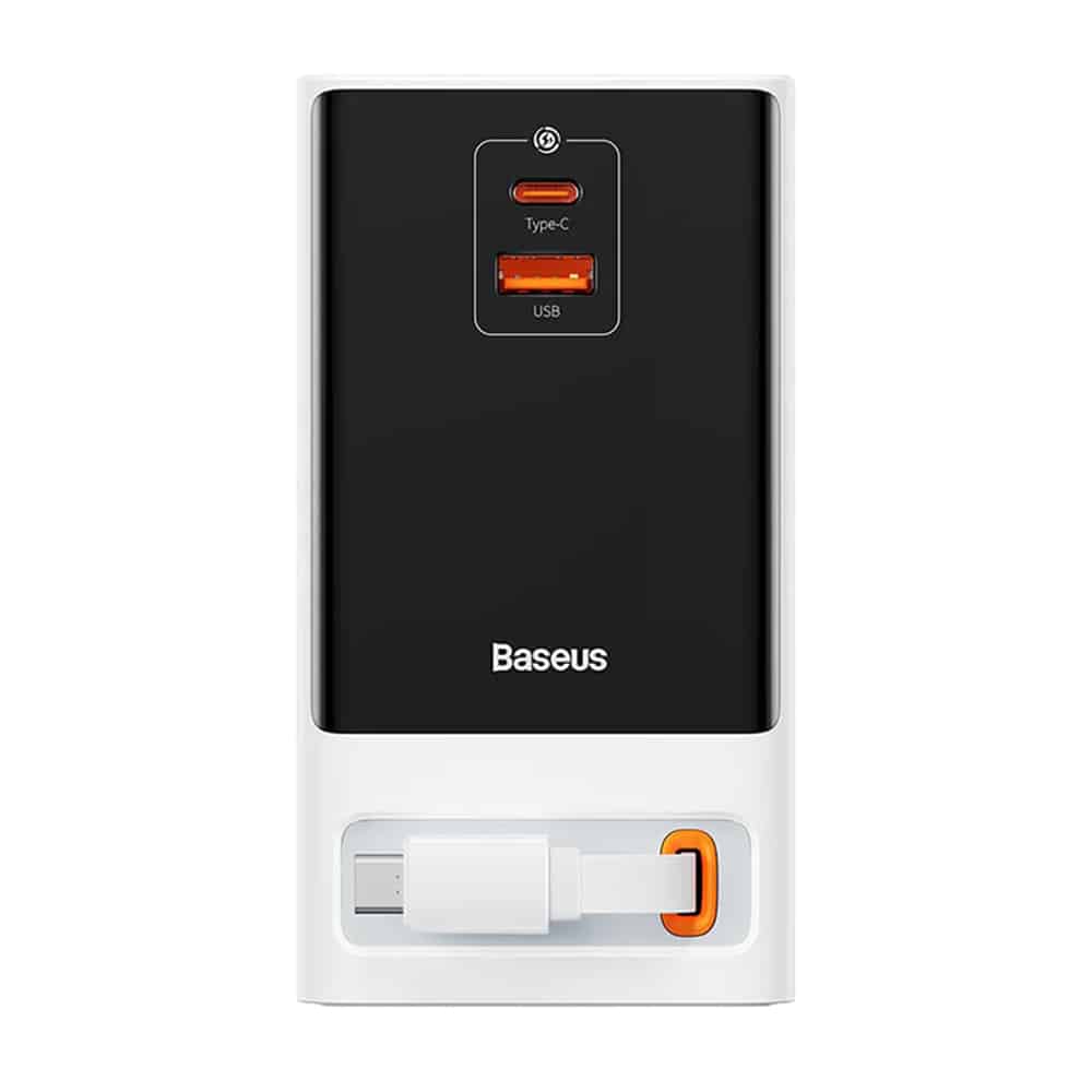Baseus - φορτιστής PowerCombo (PSLR000602) - USB, 2xType-C, Shuko, 65W - Λευκό - Image 3