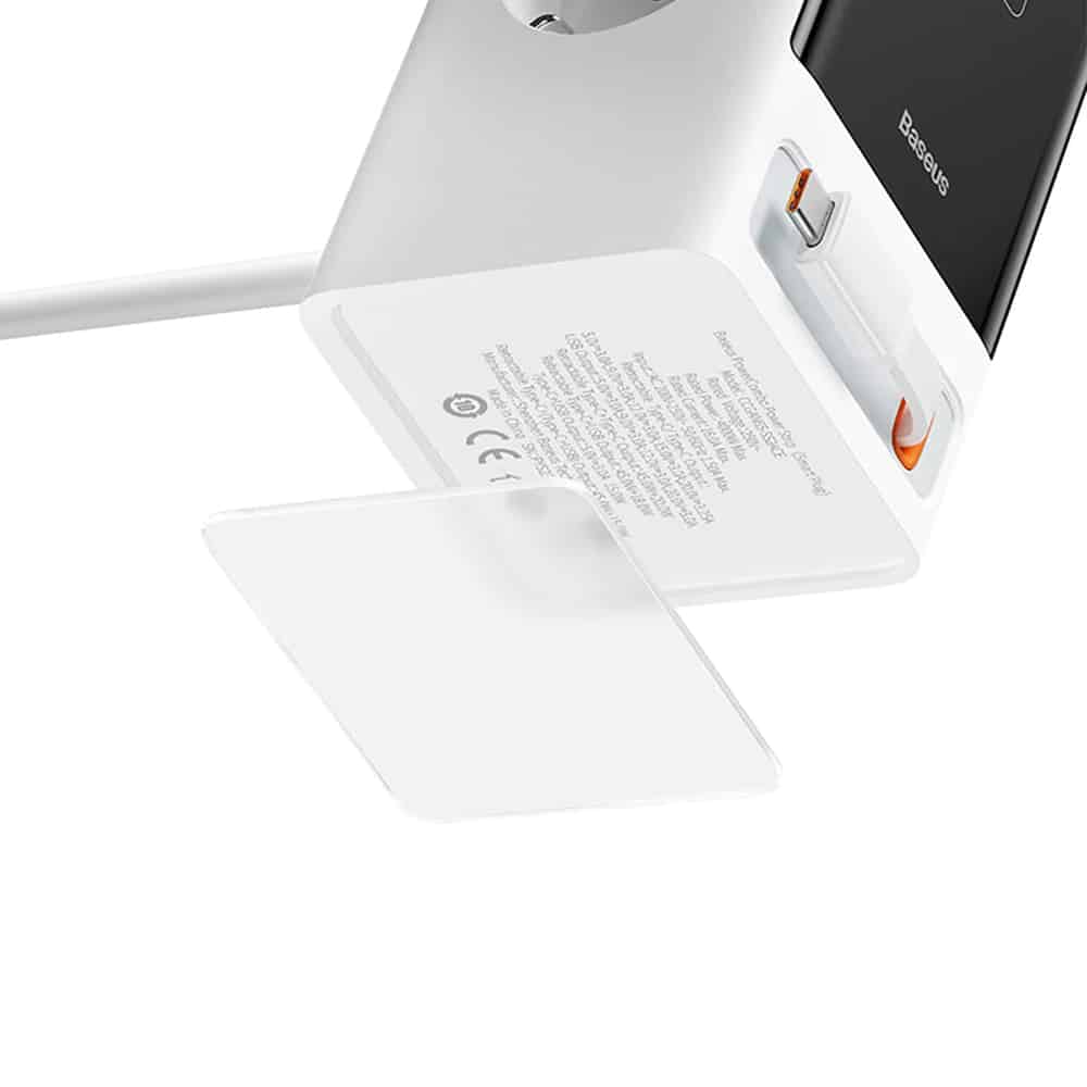Baseus - φορτιστής PowerCombo (PSLR000602) - USB, 2xType-C, Shuko, 65W - Λευκό - Image 6