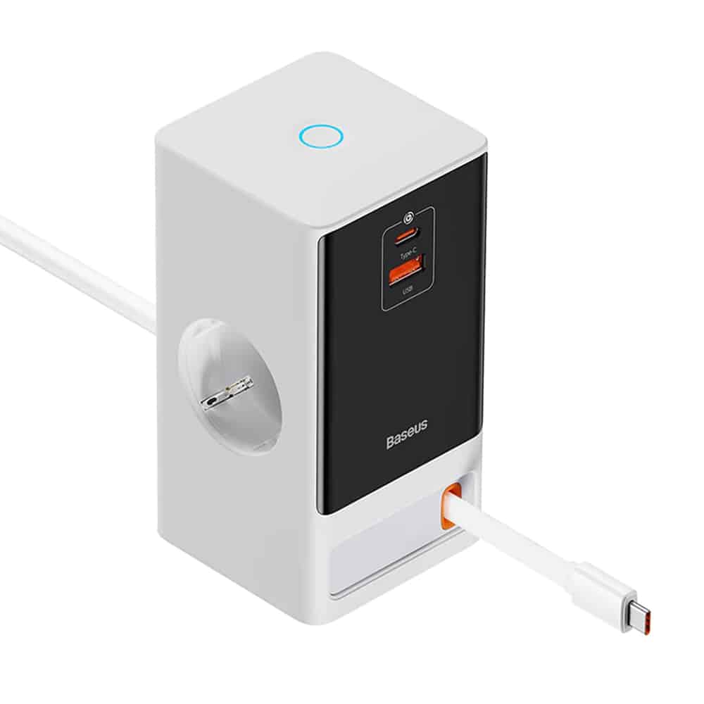 Baseus - φορτιστής PowerCombo (PSLR000602) - USB, 2xType-C, Shuko, 65W - Λευκό - Image 2