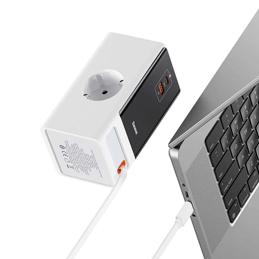Baseus - φορτιστής PowerCombo (PSLR000602) - USB, 2xType-C, Shuko, 65W - Λευκό - Image 7