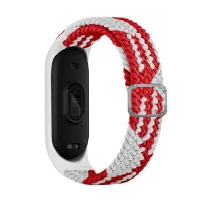 Beline pasek Mi Band 7/6/5 Textile red/white czerwony/biały