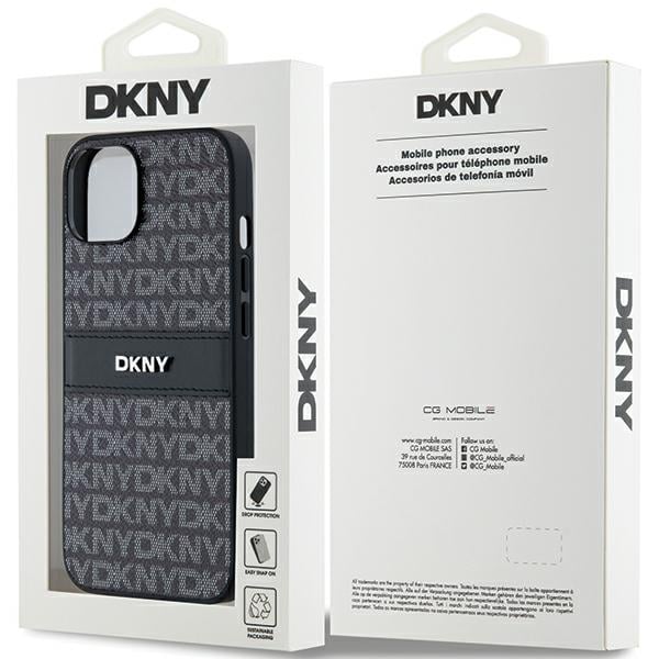 DKNY Leather Mono Stripe & Metal Logo - θήκη για Apple iPhone 14 - Μαύρο - Image 8