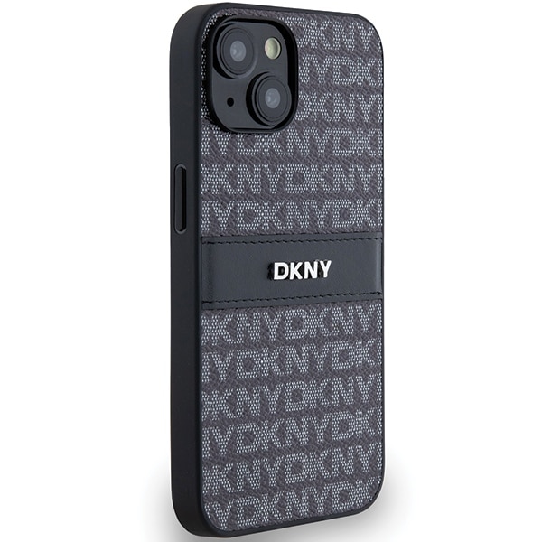 DKNY Leather Mono Stripe & Metal Logo - θήκη για Apple iPhone 15 - Μαύρο - Image 4