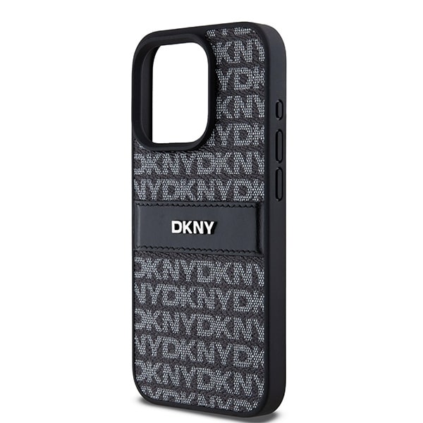 DKNY Leather Mono Stripe & Metal Logo - θήκη για Apple iPhone 15 Pro - Μαύρο - Image 6