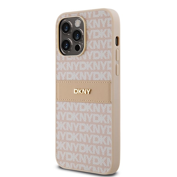 DKNY Leather Mono Stripe & Metal Logo - θήκη για Apple iPhone 14 Pro Max - Ροζ - Image 2