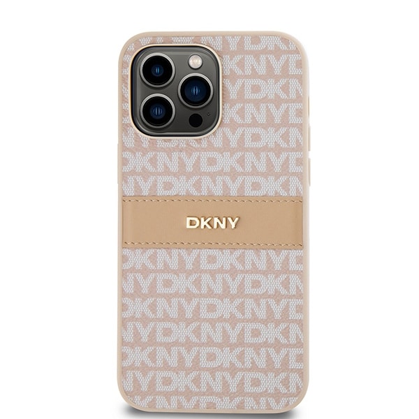 DKNY Leather Mono Stripe & Metal Logo - θήκη για Apple iPhone 14 Pro Max - Ροζ - Image 3
