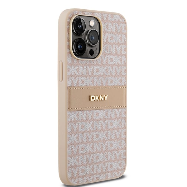 DKNY Leather Mono Stripe & Metal Logo - θήκη για Apple iPhone 14 Pro Max - Ροζ - Image 4