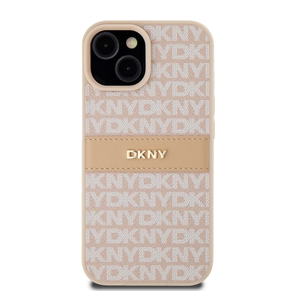 DKNY Leather Mono Stripe & Metal Logo - θήκη για Apple iPhone 15 Plus - Ροζ - Image 3