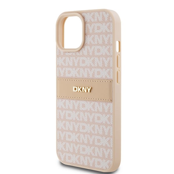 DKNY Leather Mono Stripe & Metal Logo - θήκη για Apple iPhone 15 Plus - Ροζ - Image 6