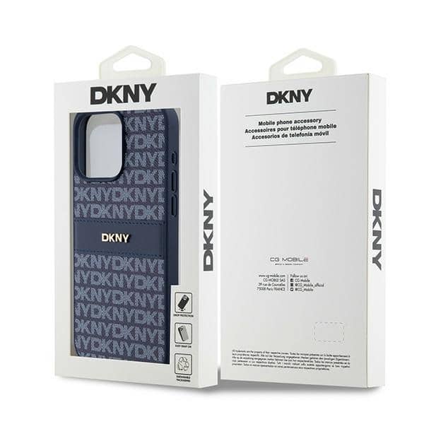 DKNY Leather Mono Stripe & Metal Logo - θήκη για Apple iPhone 15 Pro Max - Μπλε - Image 8