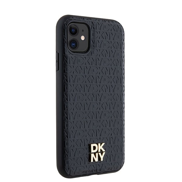 DKNY Leather Monogram Pattern Metal Logo MagSafe - θήκη για Apple iPhone 11 - Μαύρο - Image 4