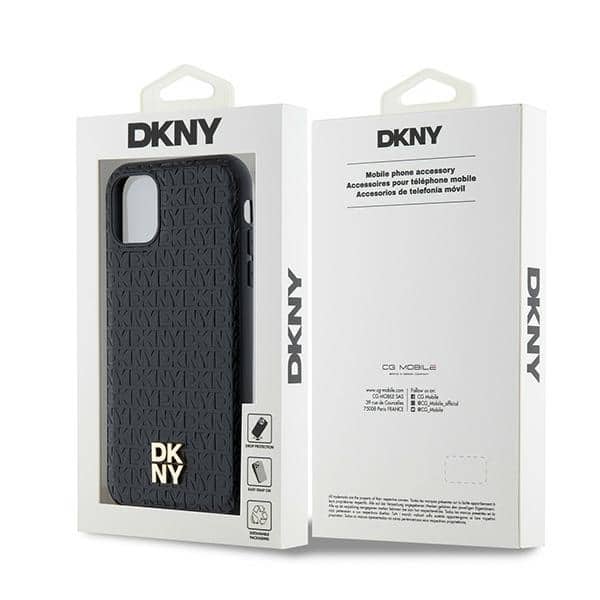 DKNY Leather Monogram Pattern Metal Logo MagSafe - θήκη για Apple iPhone 11 - Μαύρο - Image 8