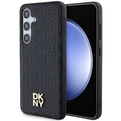 DKNY Leather Pattern Metal Logo MagSafe - θήκη για Samsung Galaxy S24 - Μαύρο