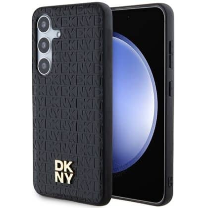 DKNY Leather Monogram Pattern Metal Logo - θήκη για Apple Galaxy S24+ - Μαύρο