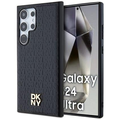 DKNY Leather Pattern Metal Logo MagSafe - θήκη για Samsung Galaxy S24 Ultra - Μαύρο