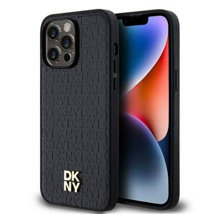 DKNY Leather Pattern Metal Logo MagSafe - θήκη για Apple iPhone 13 Pro Max - Μαύρο