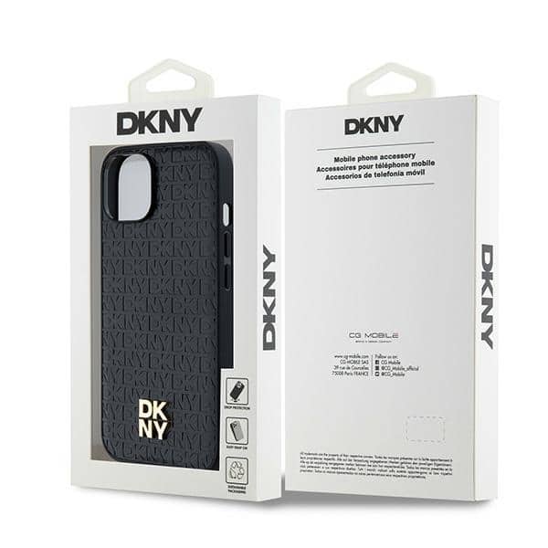 DKNY Leather Monogram Pattern Metal Logo MagSafe - θήκη για Apple iPhone 14 - Μαύρο - Image 8