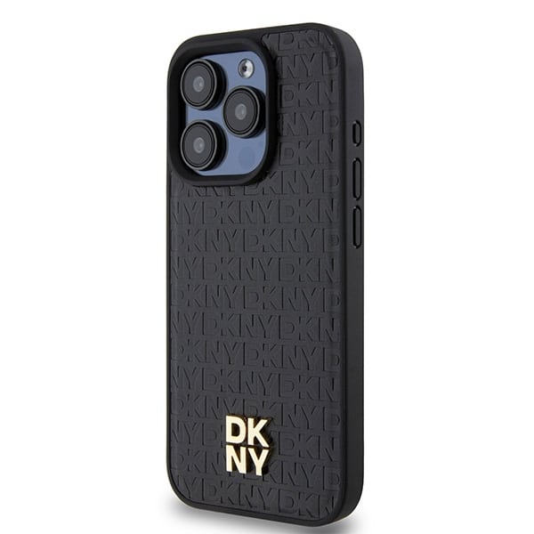 DKNY DKHMP15LPSHRPSK iPhone 15 Pro 6.1" μαύρο/black hardcase Leather Pattern Monogram Metal Logo MagSafe - Image 2