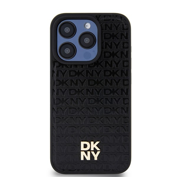 DKNY DKHMP15LPSHRPSK iPhone 15 Pro 6.1" μαύρο/black hardcase Leather Pattern Monogram Metal Logo MagSafe - Image 3