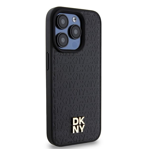 DKNY DKHMP15LPSHRPSK iPhone 15 Pro 6.1" μαύρο/black hardcase Leather Pattern Monogram Metal Logo MagSafe - Image 4