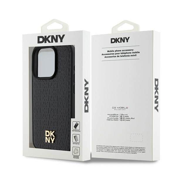 DKNY DKHMP15LPSHRPSK iPhone 15 Pro 6.1" μαύρο/black hardcase Leather Pattern Monogram Metal Logo MagSafe - Image 8