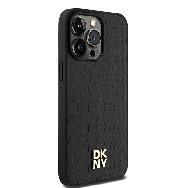 DKNY Leather Monogram Pattern Metal Logo MagSafe - θήκη για Apple iPhone 15 Pro Max - Μαύρο - Image 4