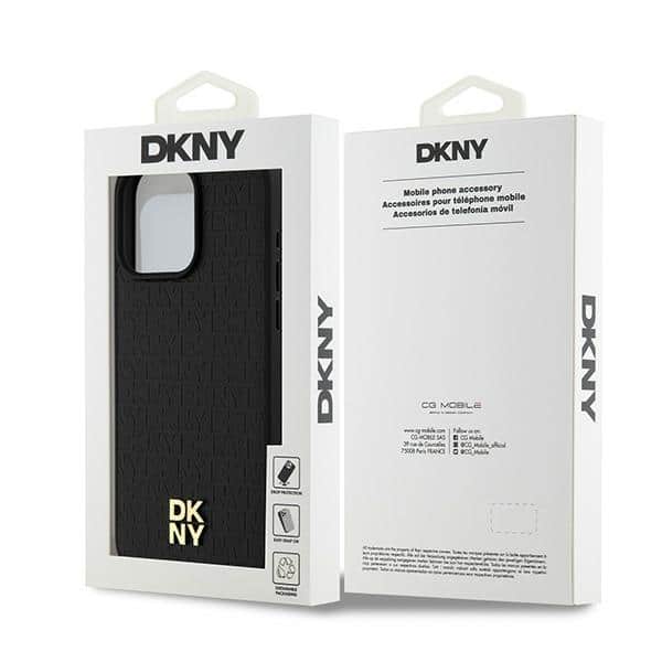 DKNY Leather Monogram Pattern Metal Logo MagSafe - θήκη για Apple iPhone 15 Pro Max - Μαύρο - Image 8