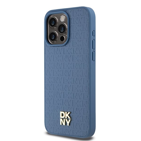 DKNY Leather Monogram Pattern Metal Logo MagSafe - θήκη για Apple iPhone 15 Pro Max - Μπλε - Image 2