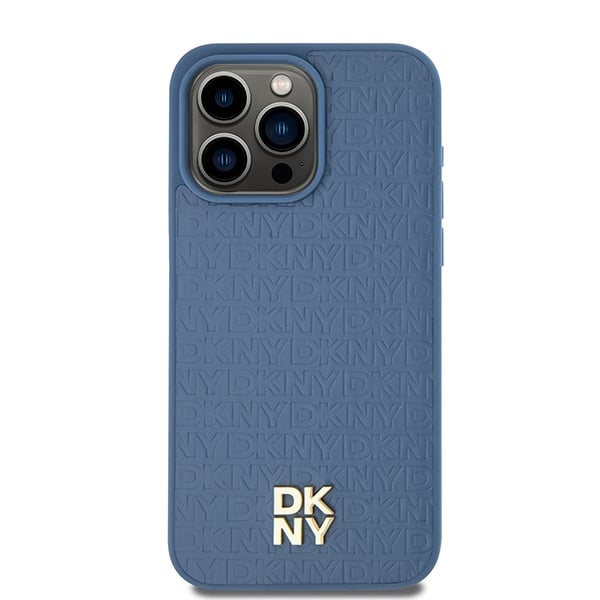 DKNY Leather Monogram Pattern Metal Logo MagSafe - θήκη για Apple iPhone 15 Pro Max - Μπλε - Image 3