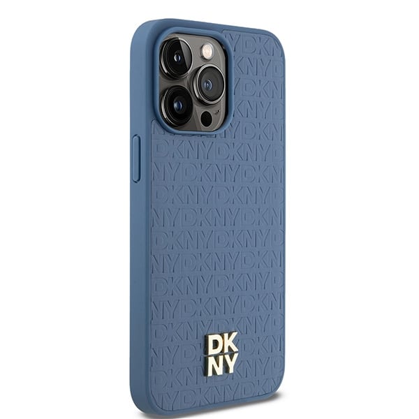 DKNY Leather Monogram Pattern Metal Logo MagSafe - θήκη για Apple iPhone 15 Pro Max - Μπλε - Image 4