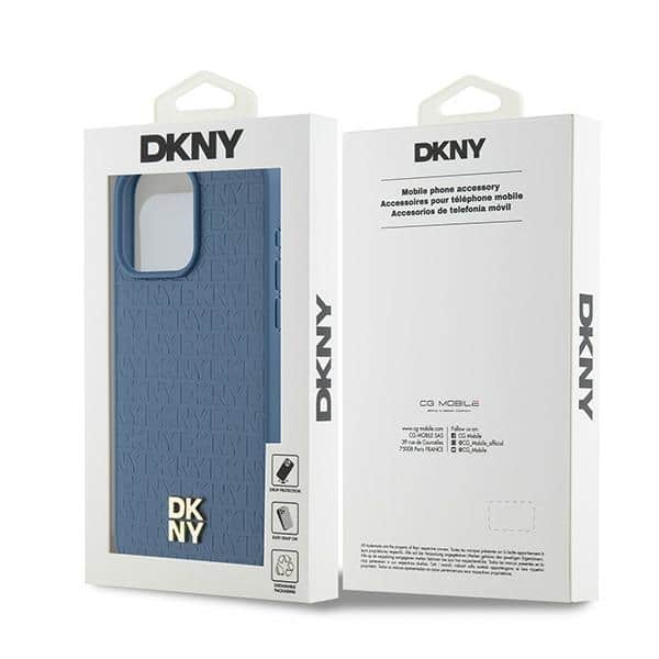 DKNY Leather Monogram Pattern Metal Logo MagSafe - θήκη για Apple iPhone 15 Pro Max - Μπλε - Image 8