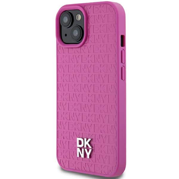 DKNY Leather Pattern Metal Logo MagSafe - θήκη για Apple iPhone 15 - Ροζ - Image 2